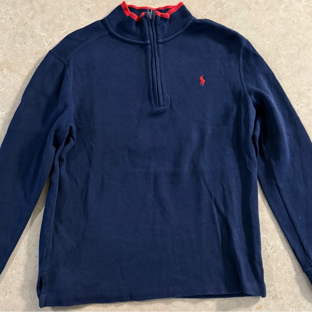 Ralph Lauren Kids Navy Blue Sweater with Red Accents